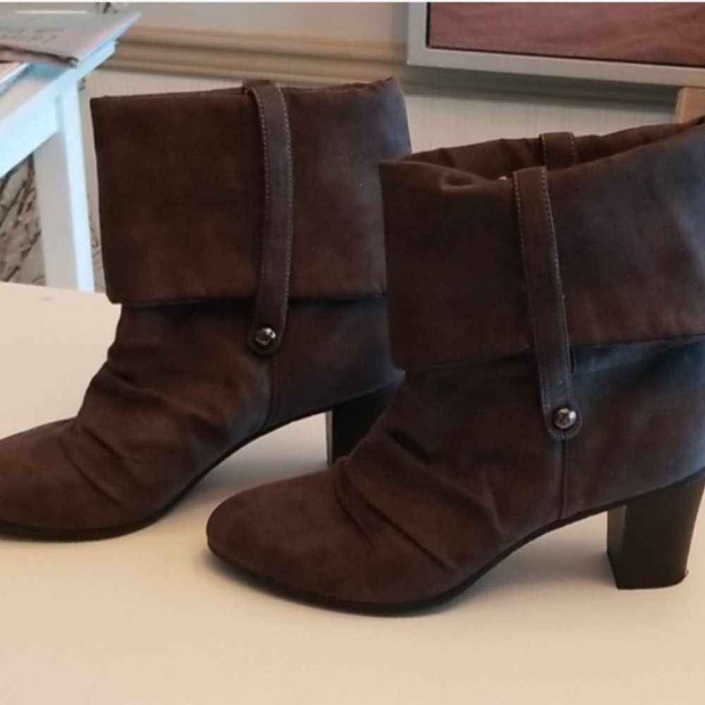 KATHY VAN ZEELAND Microfiber Faux Suede Scrunchy Boots